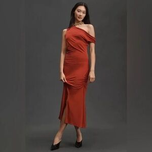 Anthropologie | By Anthropologie Asymmetrical Slim Midi Dress Wine Medium